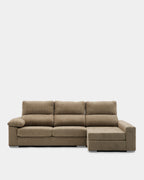 Sofá chaise longue de 3 lugares: conforto e espaço | marrom