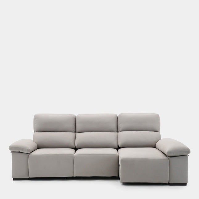 Sofá chaiselongue gris 3 plazas diseño envolvente para salón