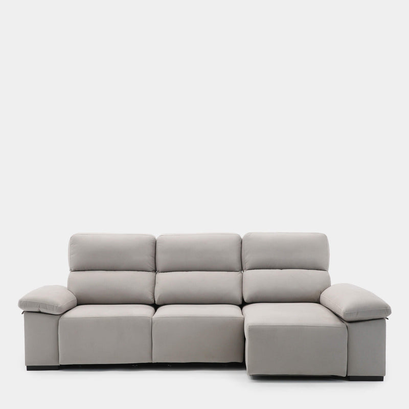 Sofá chaiselongue gris 3 plazas diseño envolvente para salón