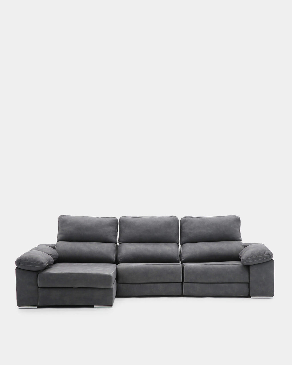 Sofá chaiselongue 4 plazas gris antimanchas | salón
