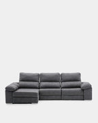 Sofá chaiselongue 4 plazas gris antimanchas | salón