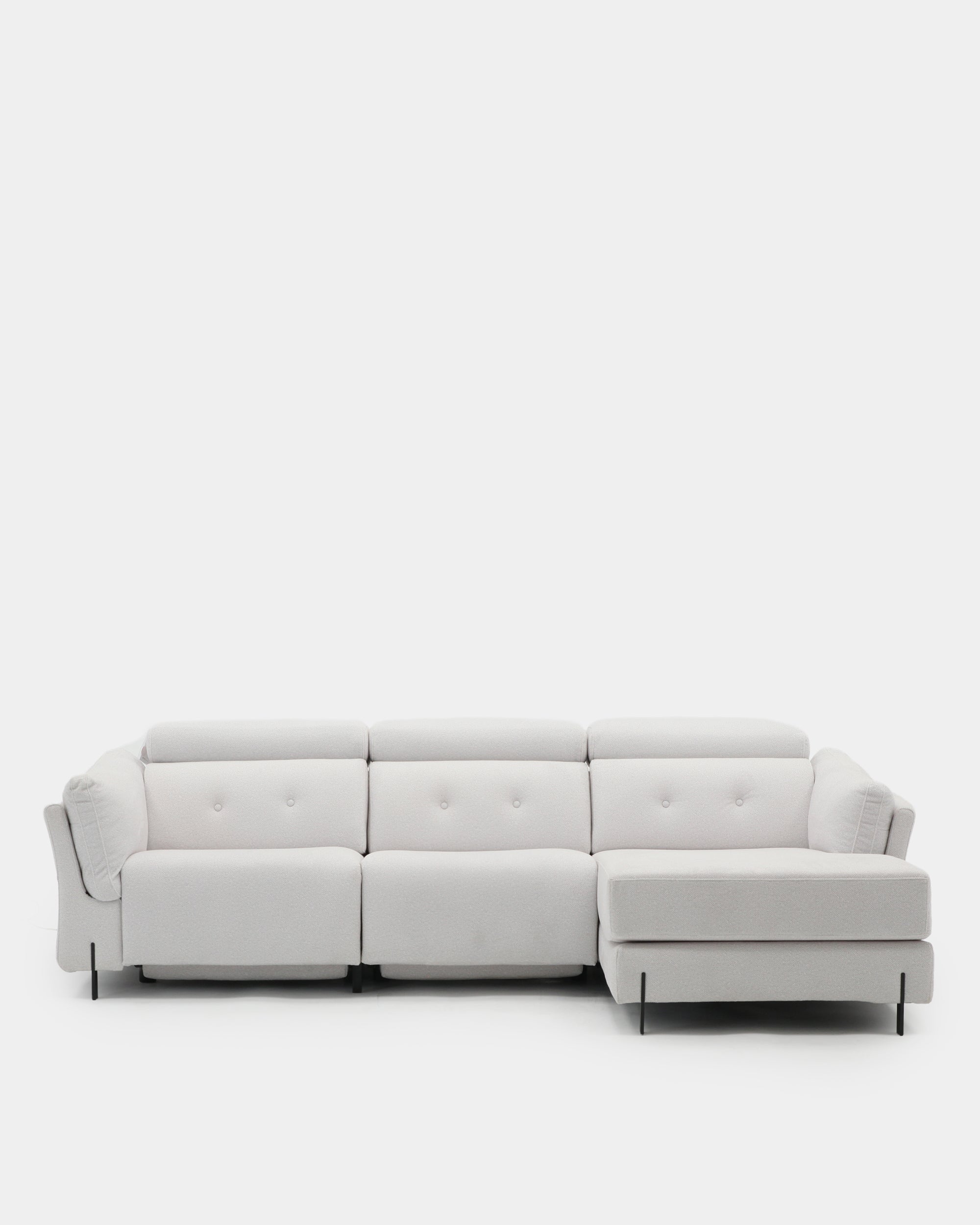 Sofá chaiselongue 3 plazas con asientos relax | blanco
