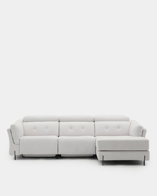 Sofá chaise longue de 3 lugares com assentos reclináveis ​​​​| branco