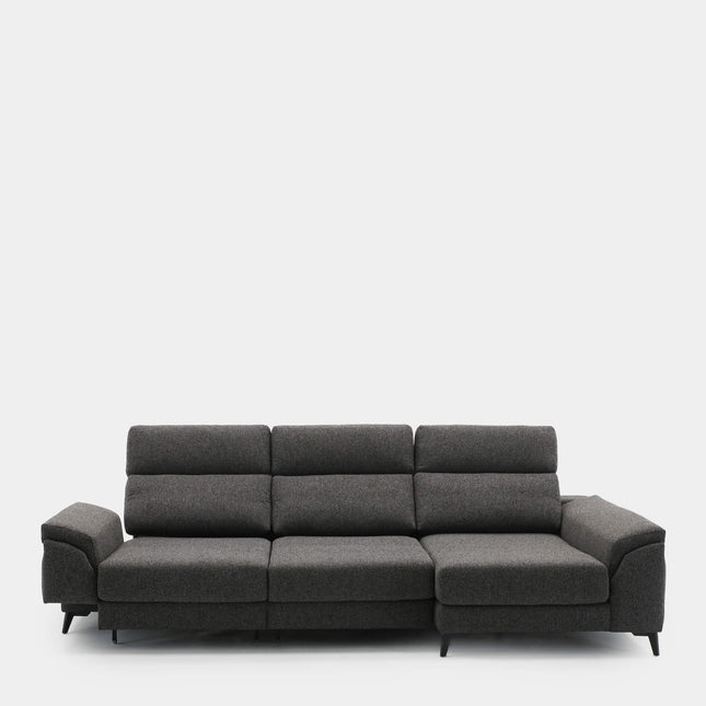 Sofá chaiselongue 4 plazas tapizado gris elegante confort