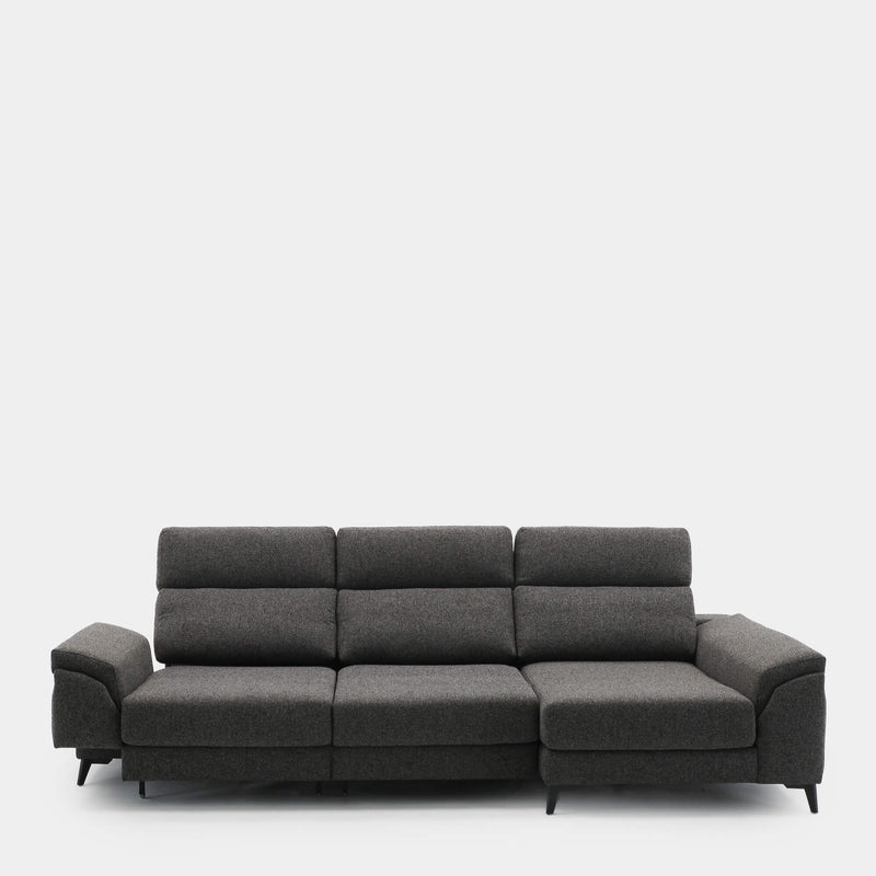 Sofá chaiselongue 4 plazas tapizado gris elegante confort