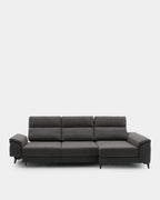 Sofá chaiselongue 4 plazas tapizado gris elegante confort