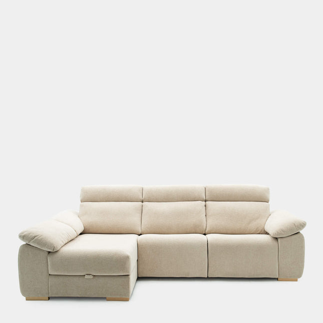 Sofá chaiselongue 3 plazas para sala beige | confort