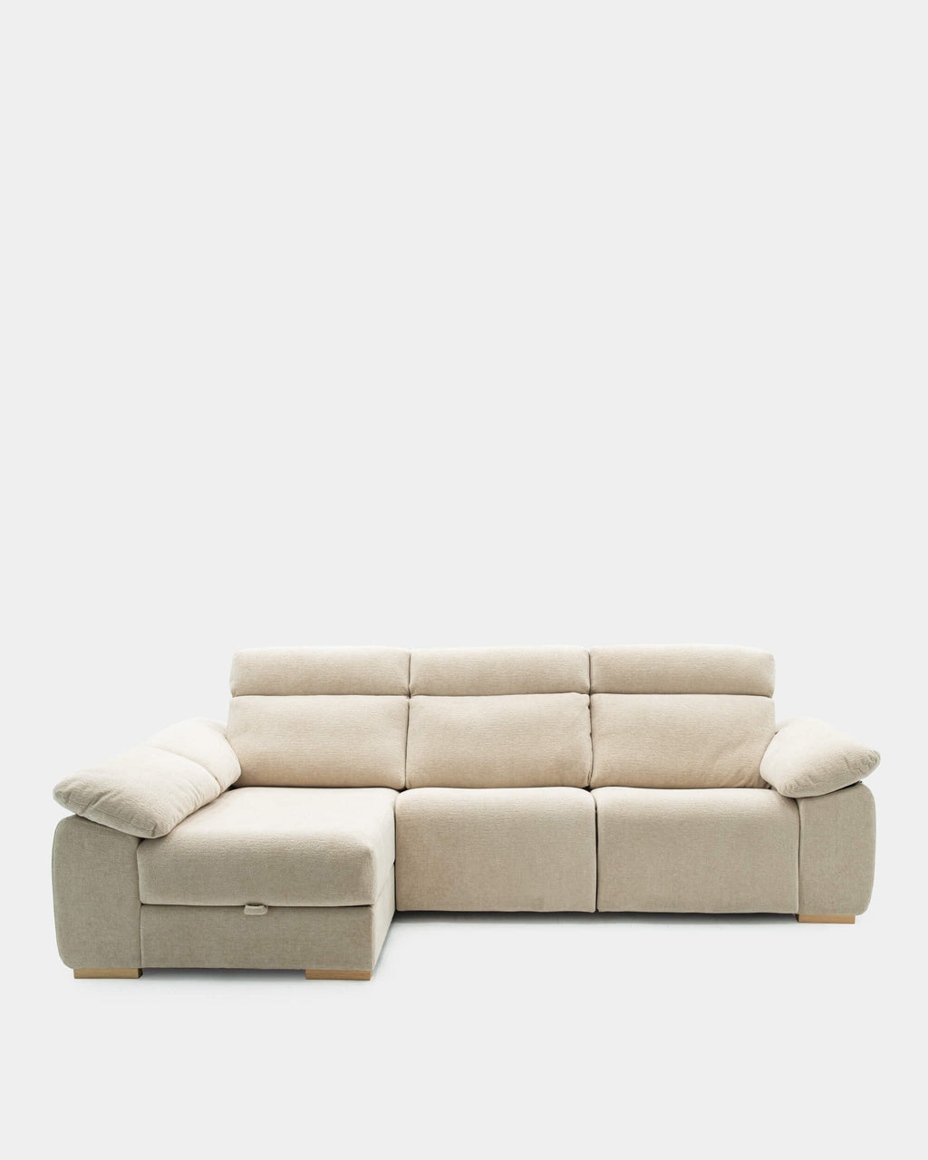 Sofá chaiselongue 3 plazas para sala beige | confort