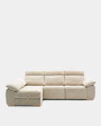 Sofá chaiselongue 3 plazas para sala beige | confort