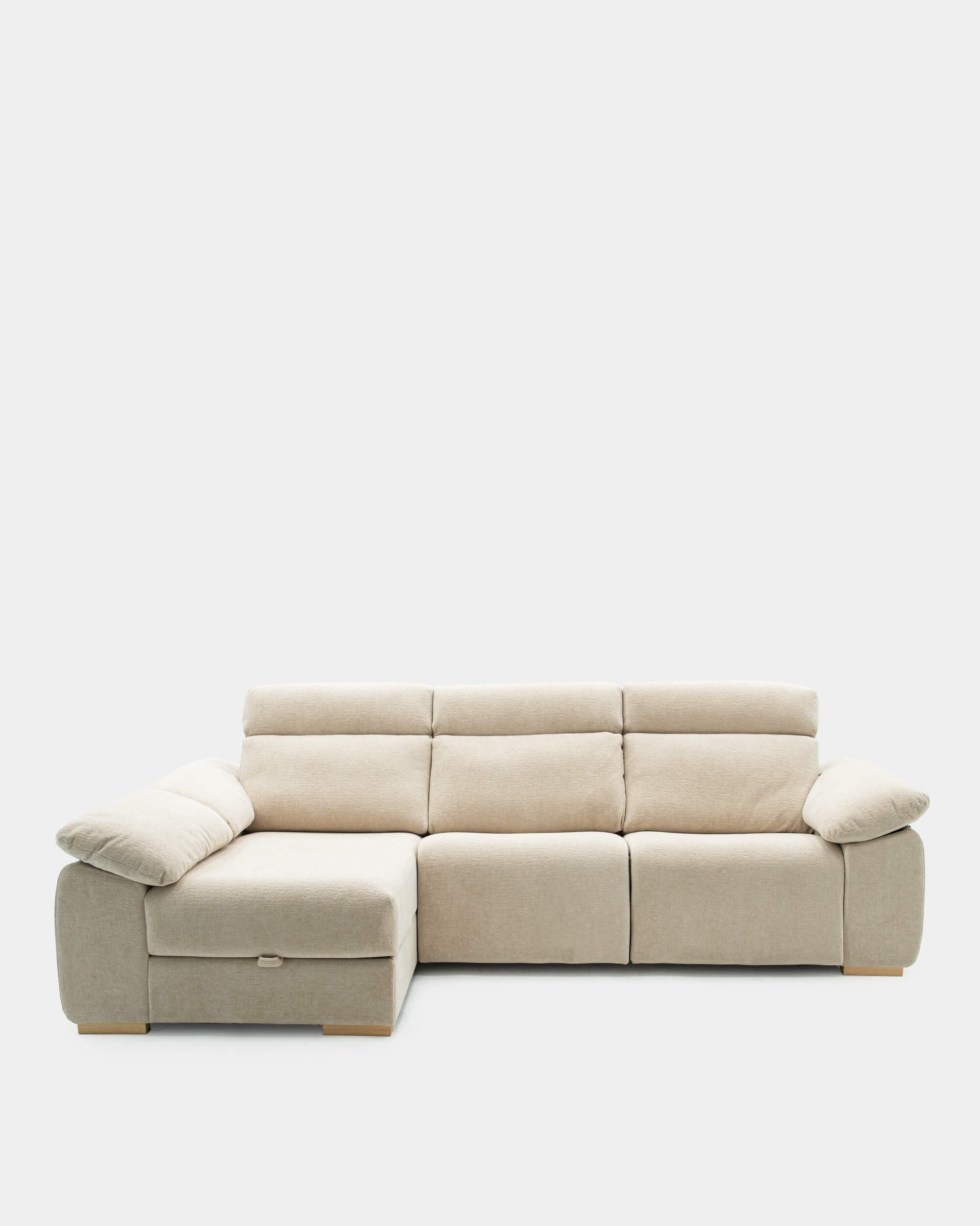 Sofá chaiselongue 3 plazas para sala beige | confort