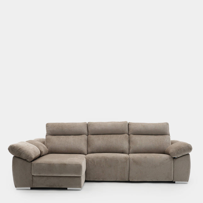 Sofá chaiselongue 3 plazas cómodo y elegante | marrón