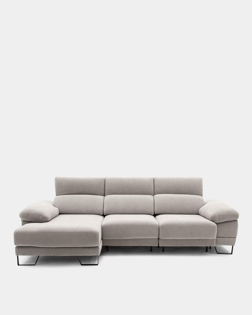 Sofá chaise longue cinzento de 3 lugares | Conforto adaptado às suas necessidades