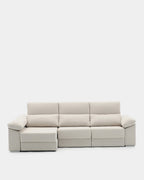 Beige 3-seater chaise longue sofa with sliding seats for living rooms