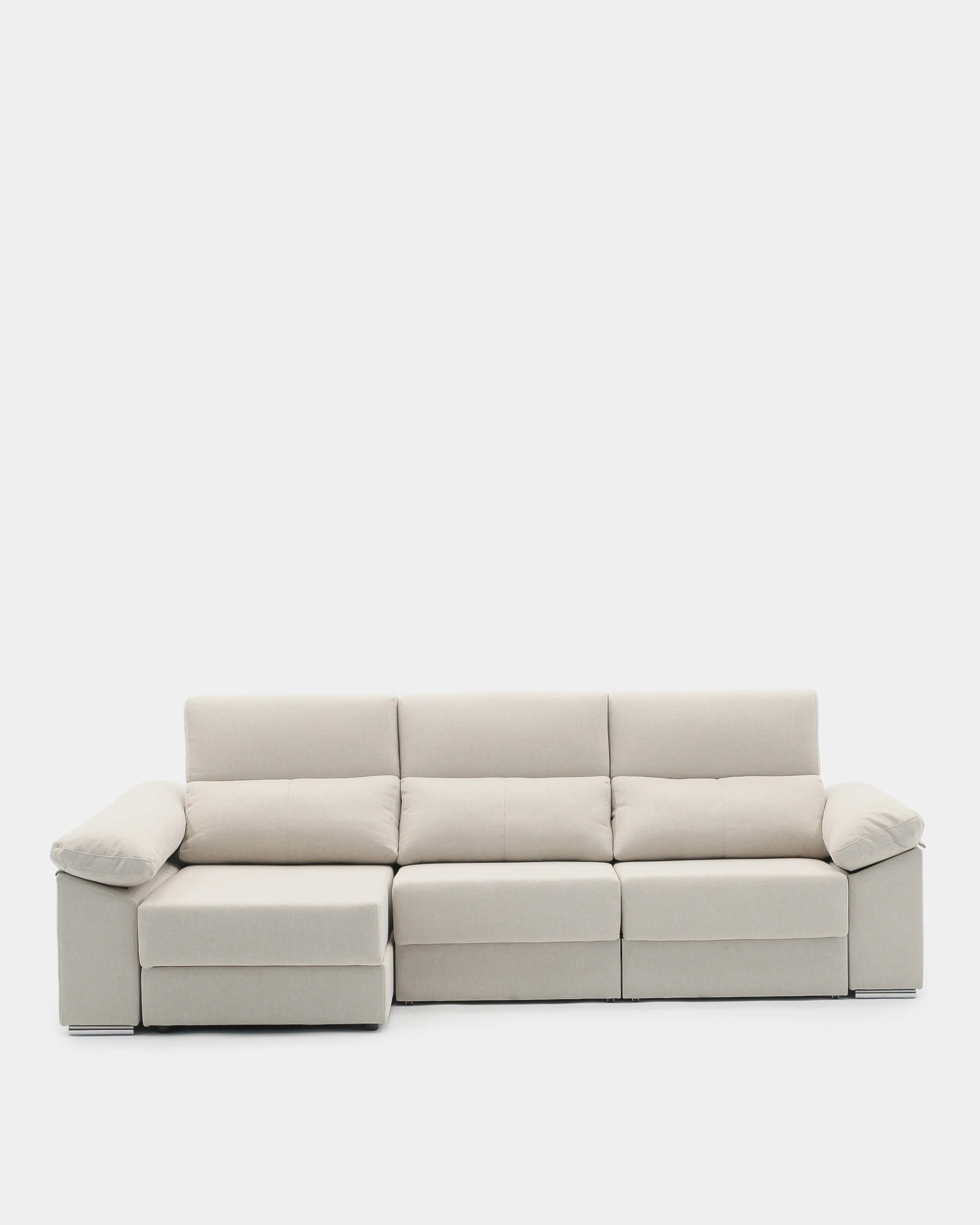 Sofá chaiselongue beige 3 plazas con deslizantes para salas