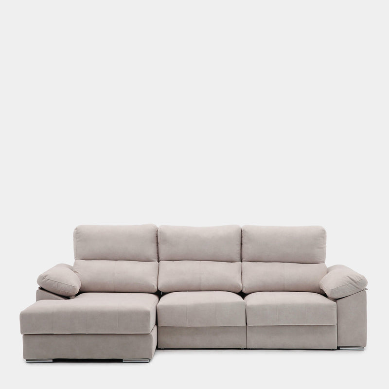 Sofá chaiselongue 3 plazas beige antimanchas para salón