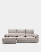 3-seater beige stain-resistant chaise longue sofa for living room