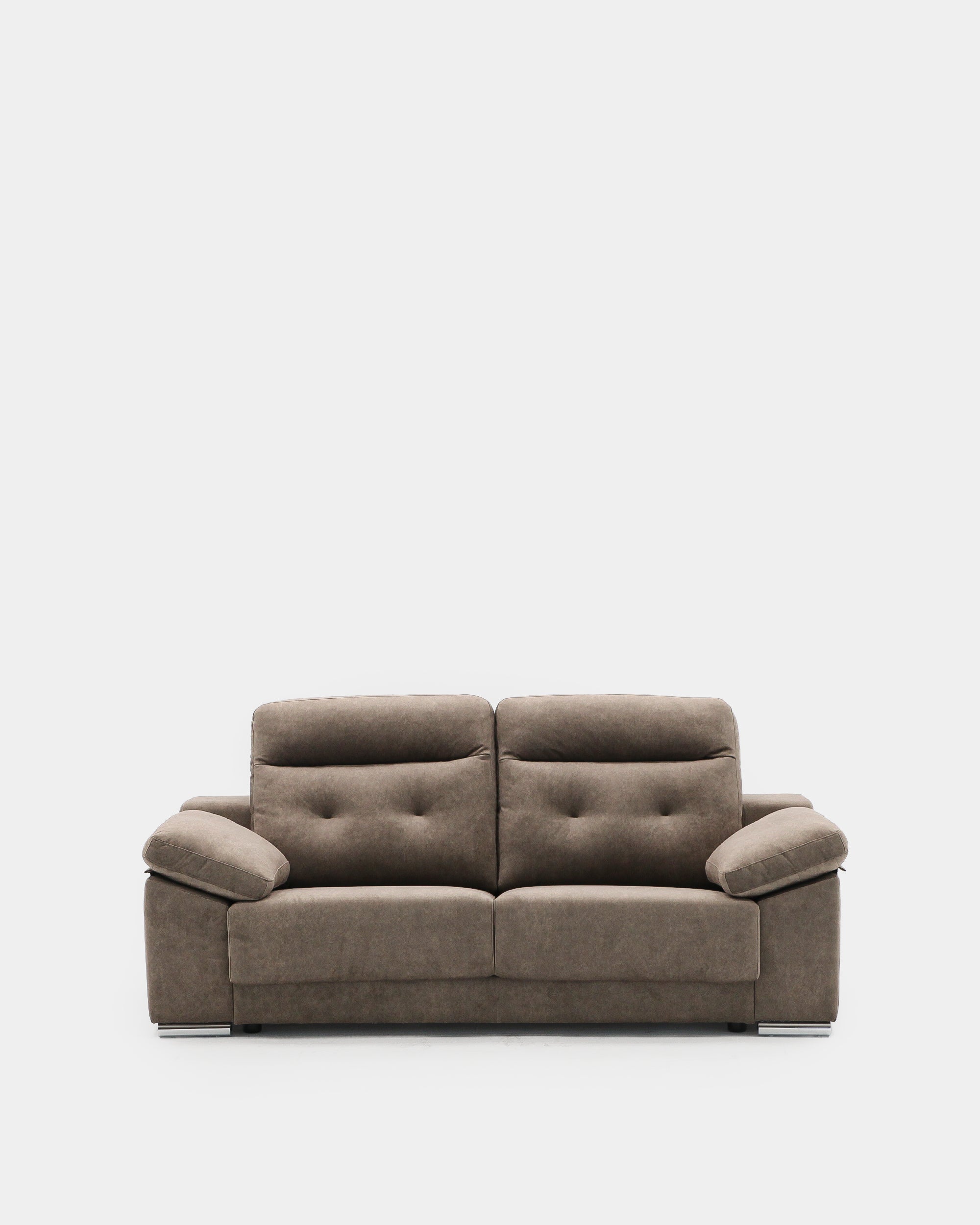 Comfortable three-seater brown sofa for modern living room
