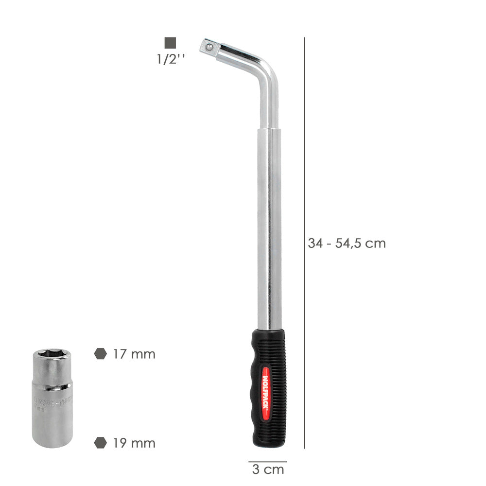 Llave extensible para rueda de coche 17x19 mm llave cruz, llave telescópica neumáticos,