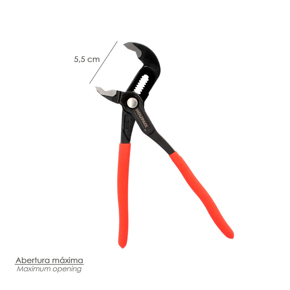 Alicate de canal com bloqueio 250 mm bico de papagaio, alicate extensível, alicate de canalizador