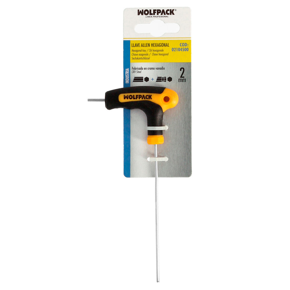 Llave allen con bola mango bimaterial "soft touch" forma t 2,0 mm acero cromo vanadio, destornillador allen, llave hexagonal