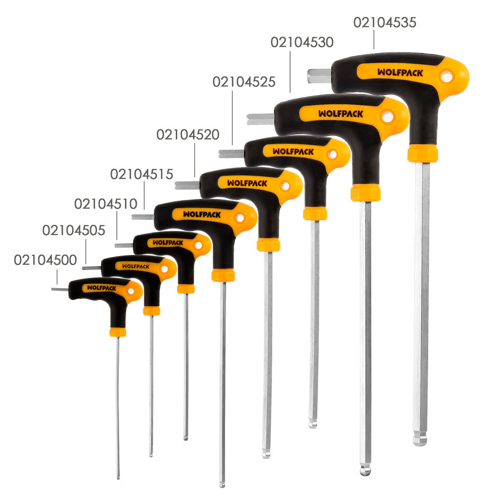 Llave allen con bola mango bimaterial "soft touch" forma t 2,0 mm acero cromo vanadio, destornillador allen, llave hexagonal