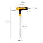 Llave allen con bola mango bimaterial "soft touch" forma t 6,0 mm acero cromo vanadio, destornillador allen, llave hexagonal