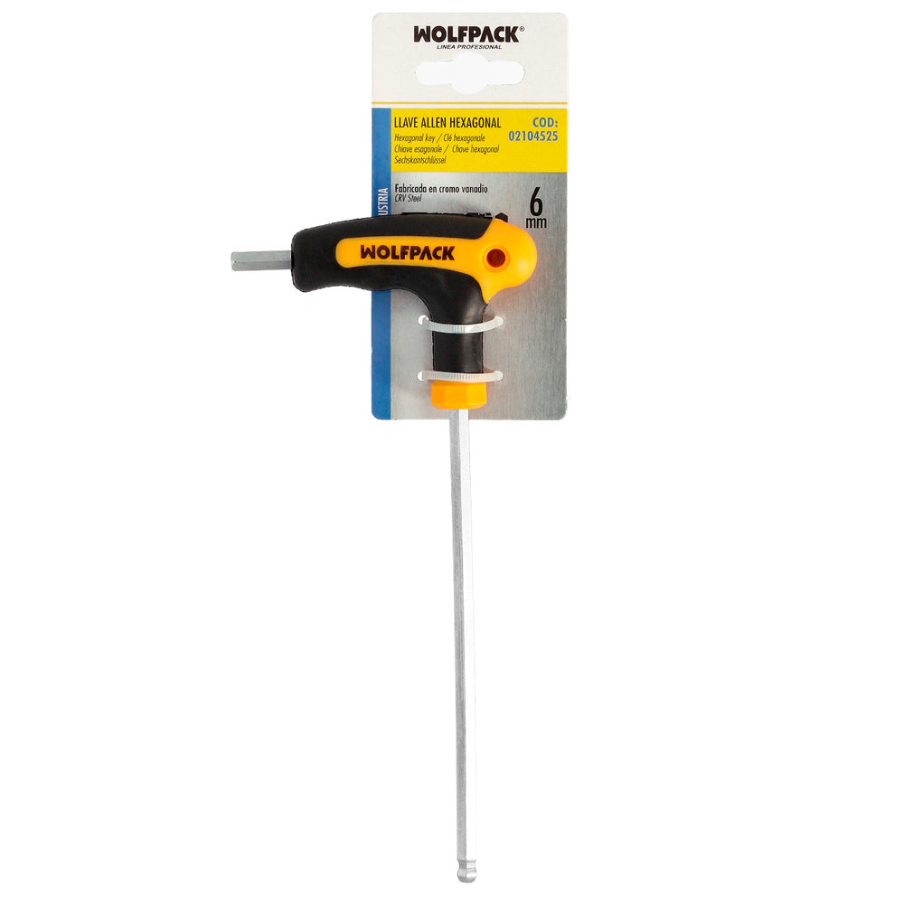 Llave allen con bola mango bimaterial "soft touch" forma t 6,0 mm acero cromo vanadio, destornillador allen, llave hexagonal