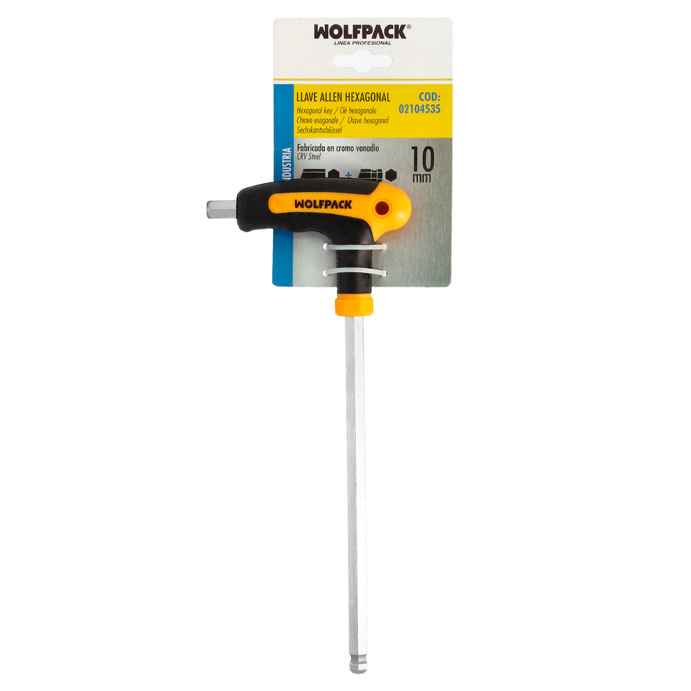 Llave allen con bola mango bimaterial "soft touch" forma t 10,0 mm acero cromo vanadio, destornillador allen, llave hexagonal