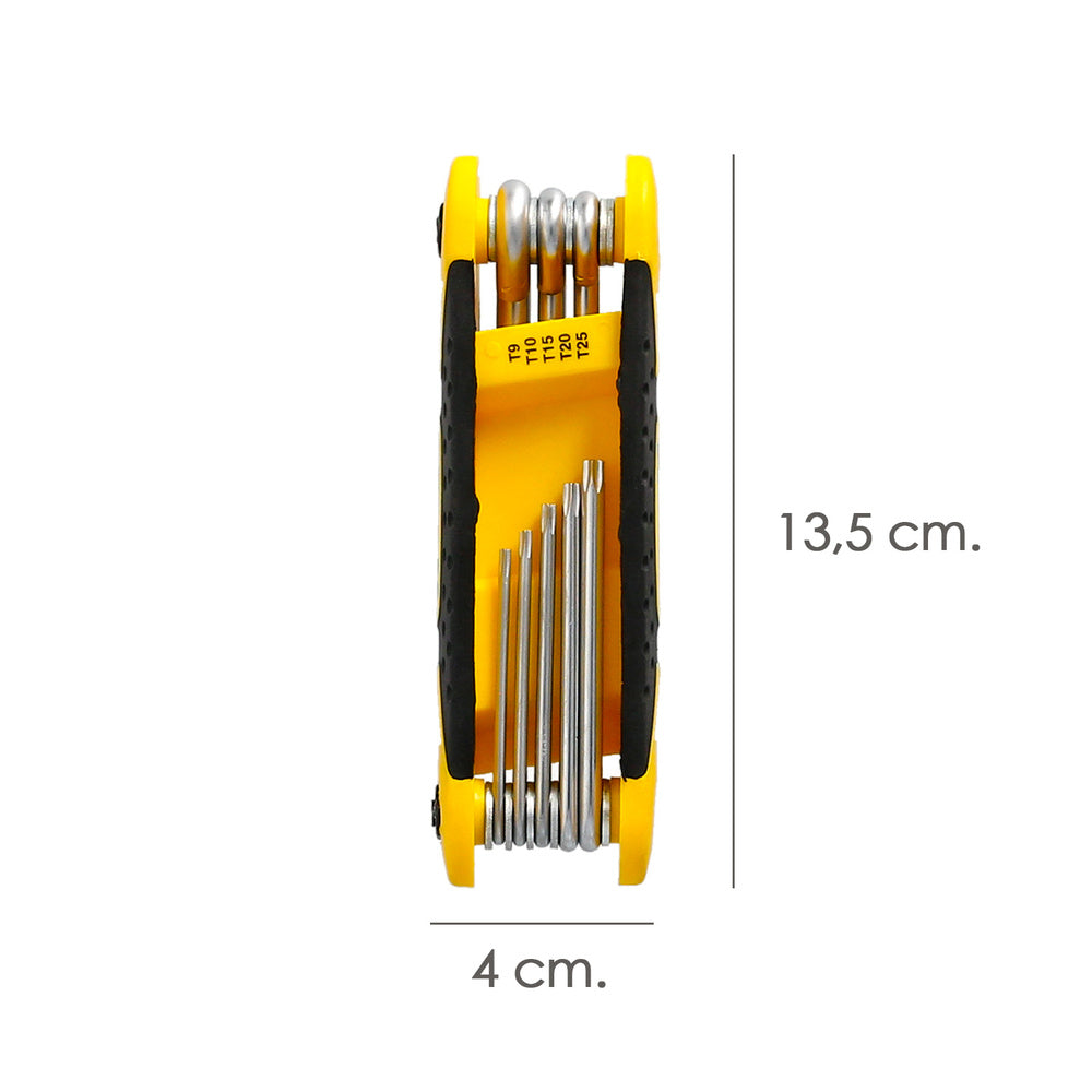 Conjunto de 8 chaves Torx dobráveis ​​invioláveis, incluindo chave sextavada, chave estrela e chave Allen estrela.