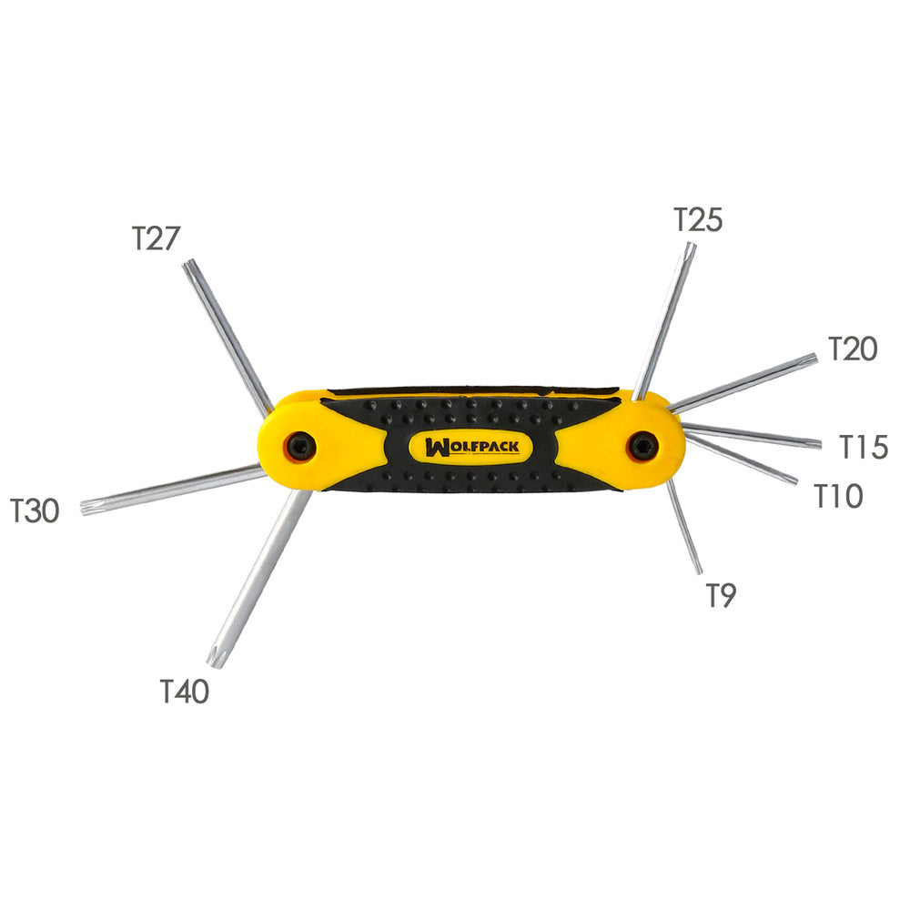 Conjunto de 8 chaves Torx dobráveis ​​invioláveis, incluindo chave sextavada, chave estrela e chave Allen estrela.