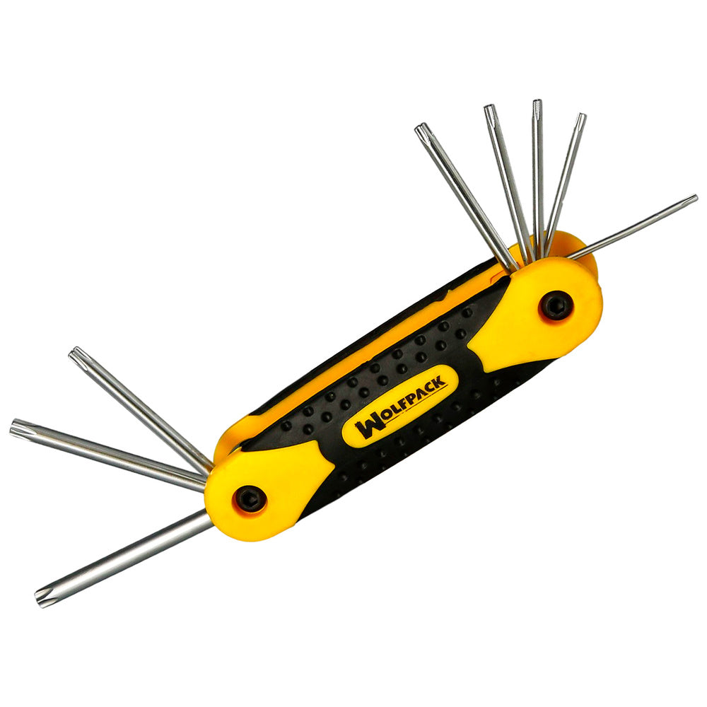 Conjunto de 8 chaves Torx dobráveis ​​invioláveis, incluindo chave sextavada, chave estrela e chave Allen estrela.