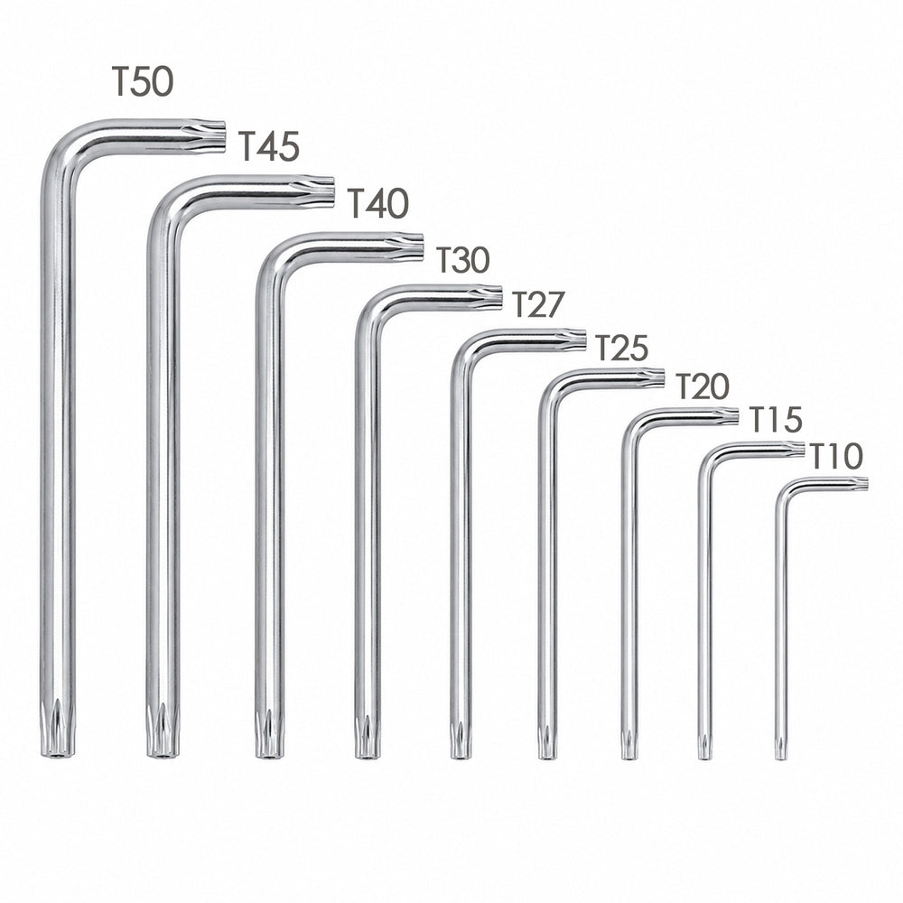 Conjunto de 9 chaves Torx "L" invioláveis