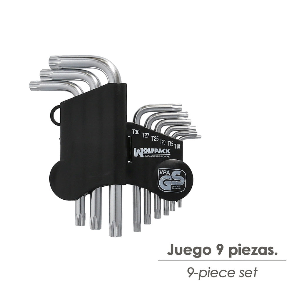 Conjunto de 9 chaves Torx "L" invioláveis