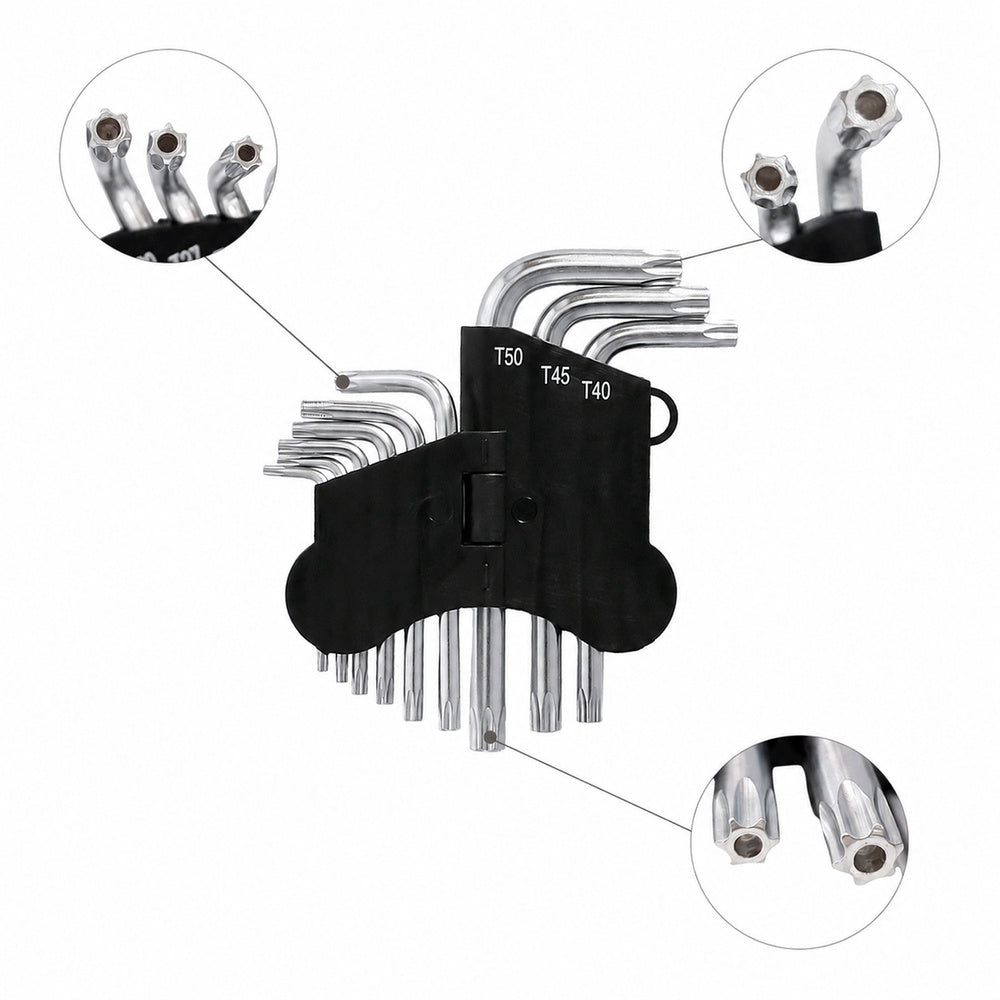 Conjunto de 9 chaves Torx "L" invioláveis
