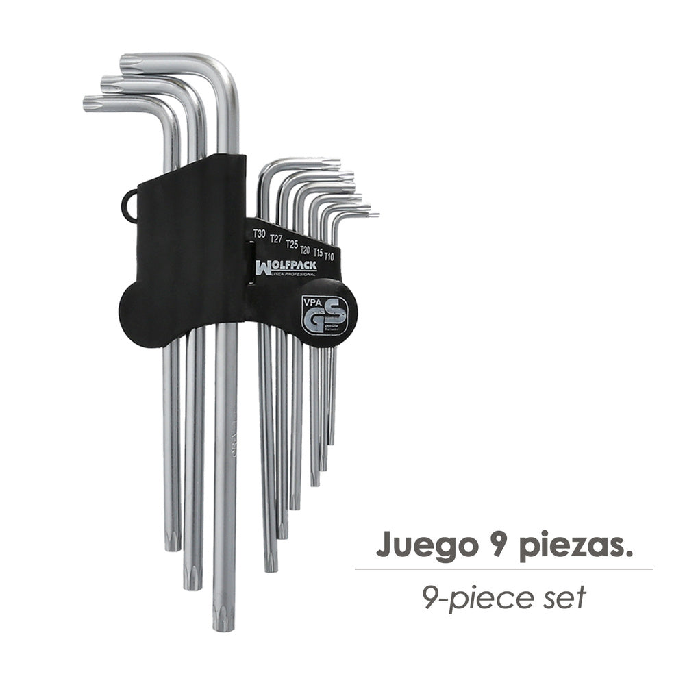 Juego llaves torx "l" 9 piezas largo inviolable