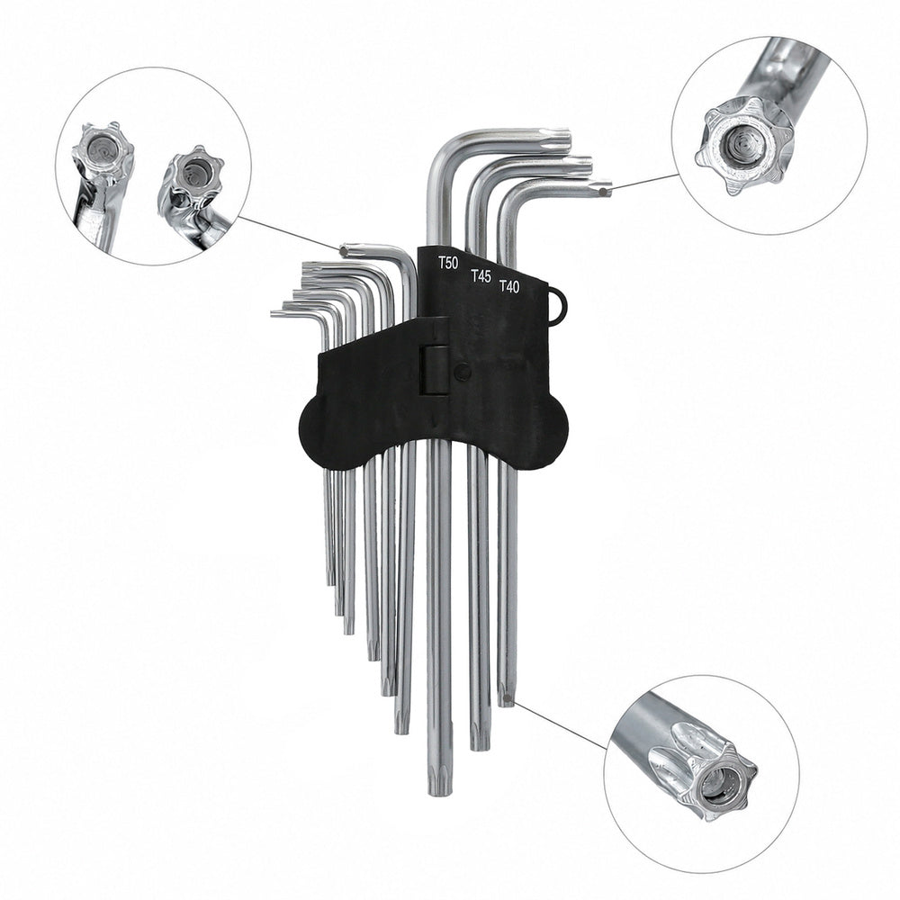 Juego llaves torx "l" 9 piezas largo inviolable