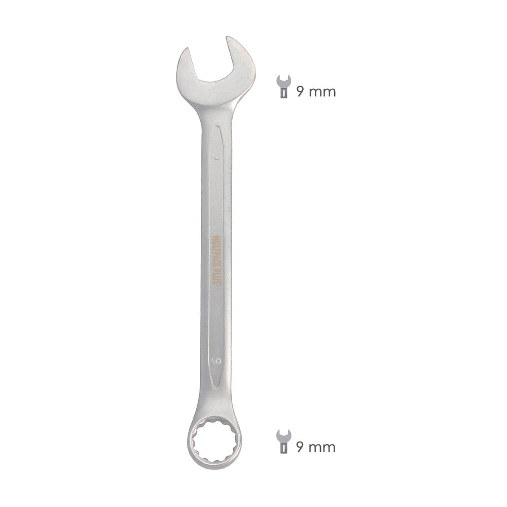 Llave combinada plus 9x9 acero cromo vanadio din 3113. Llave doble boca, llave fija, llave estrella