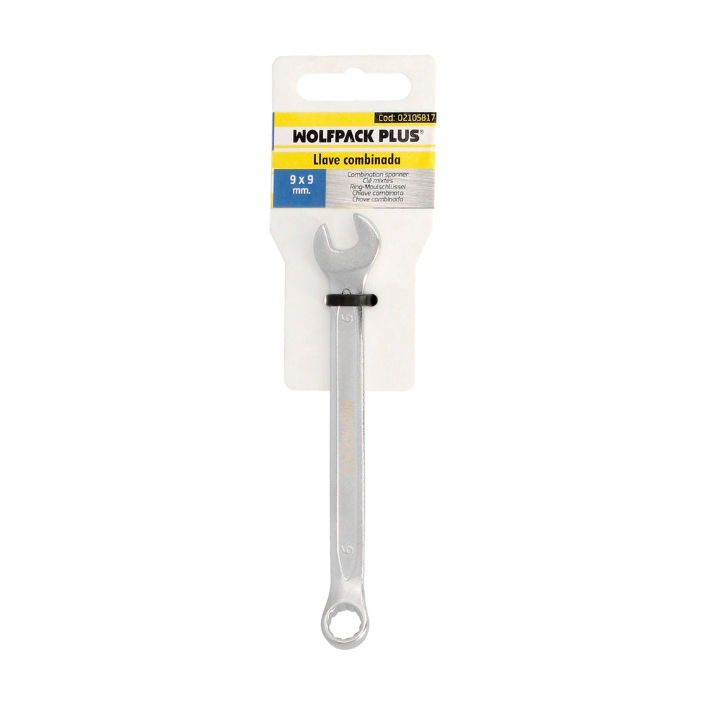 Llave combinada plus 9x9 acero cromo vanadio din 3113. Llave doble boca, llave fija, llave estrella
