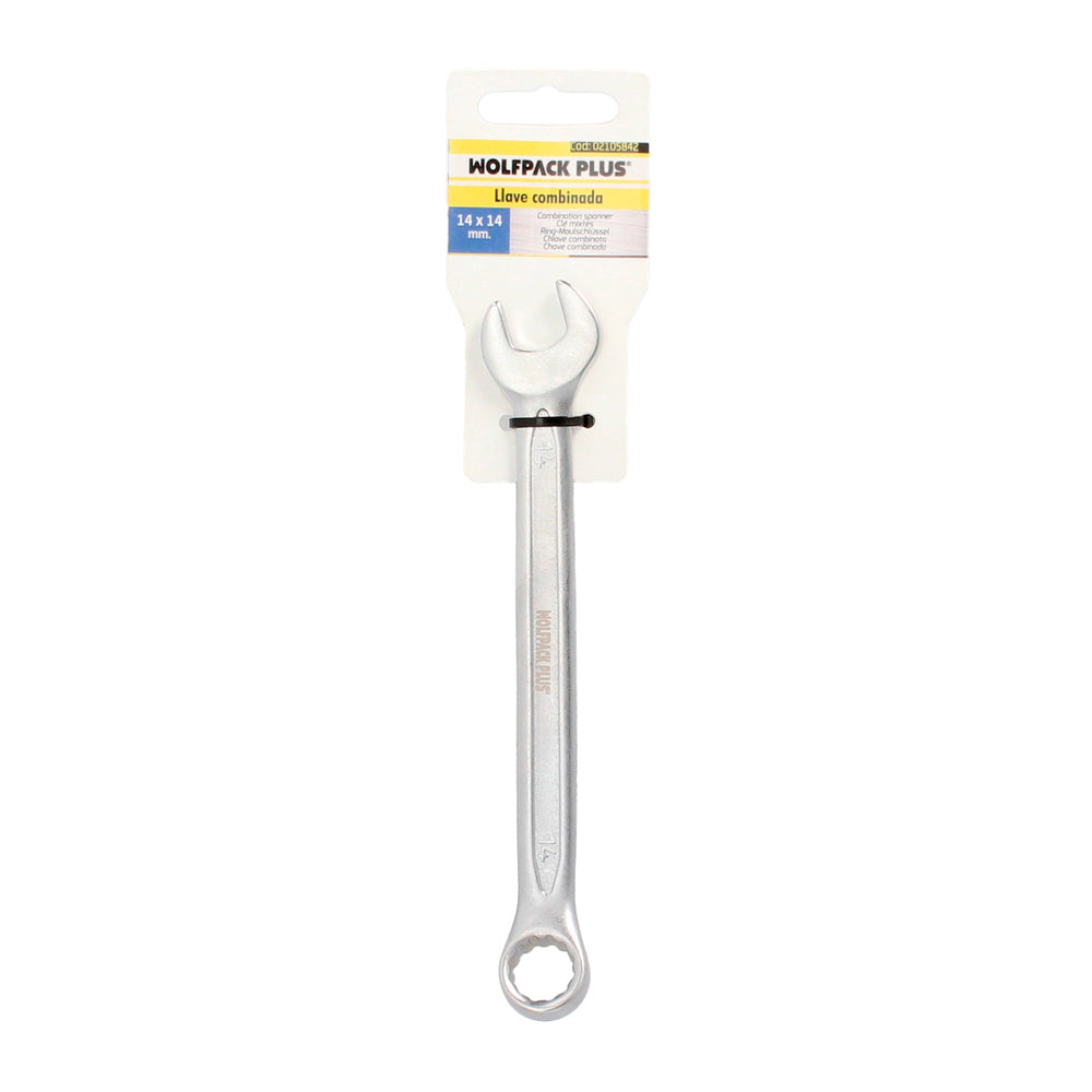 Llave combinada plus 14x14 acero cromo vanadio din 3113. Llave doble boca, llave fija, llave estrella