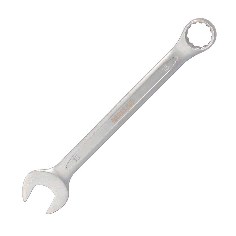 Llave combinada plus 15x15 acero cromo vanadio din 3113. Llave doble boca, llave fija, llave estrella
