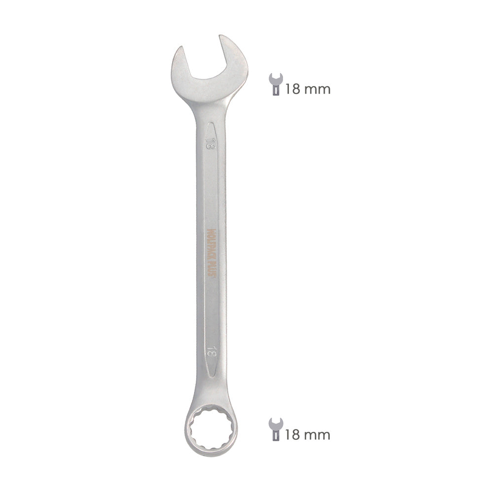 Llave combinada plus 18x18 acero cromo vanadio din 3113. Llave doble boca, llave fija, llave estrella