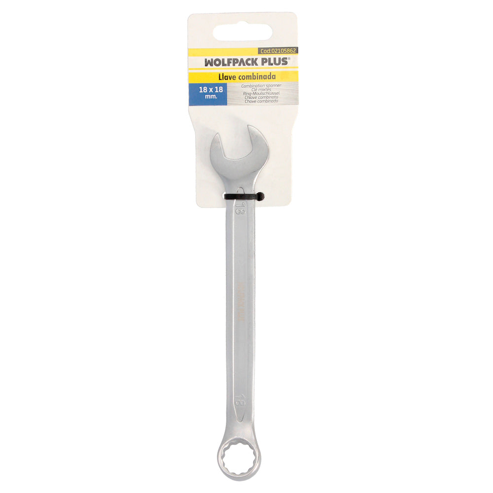 Llave combinada plus 18x18 acero cromo vanadio din 3113. Llave doble boca, llave fija, llave estrella