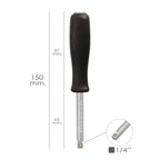 Empuñadura destornillador para vasos 1/4". Prolongador carraca, alargador carraca, destornillador vasos