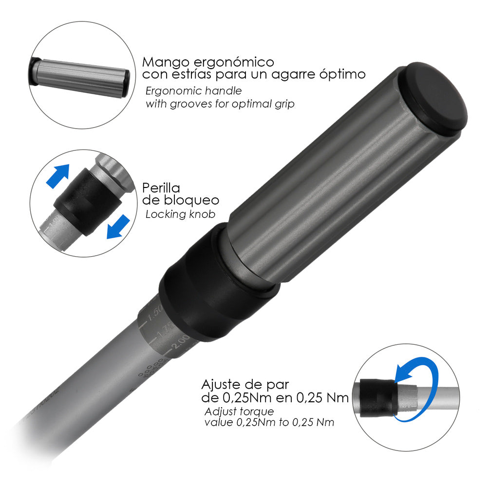 Chave dinamométrica de 1/4" com 9 pontas sextavadas e 5 chaves de caixa. Chave de torque para camiões, carros, motos, micro ajustes, aço crv