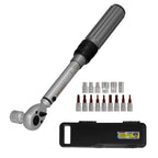 Llave dinamométrica 1/4" con 9 puntas hexagonales y 5 vasos. Llave de torque camiones, coches, motos, micro ajustes, acero crv