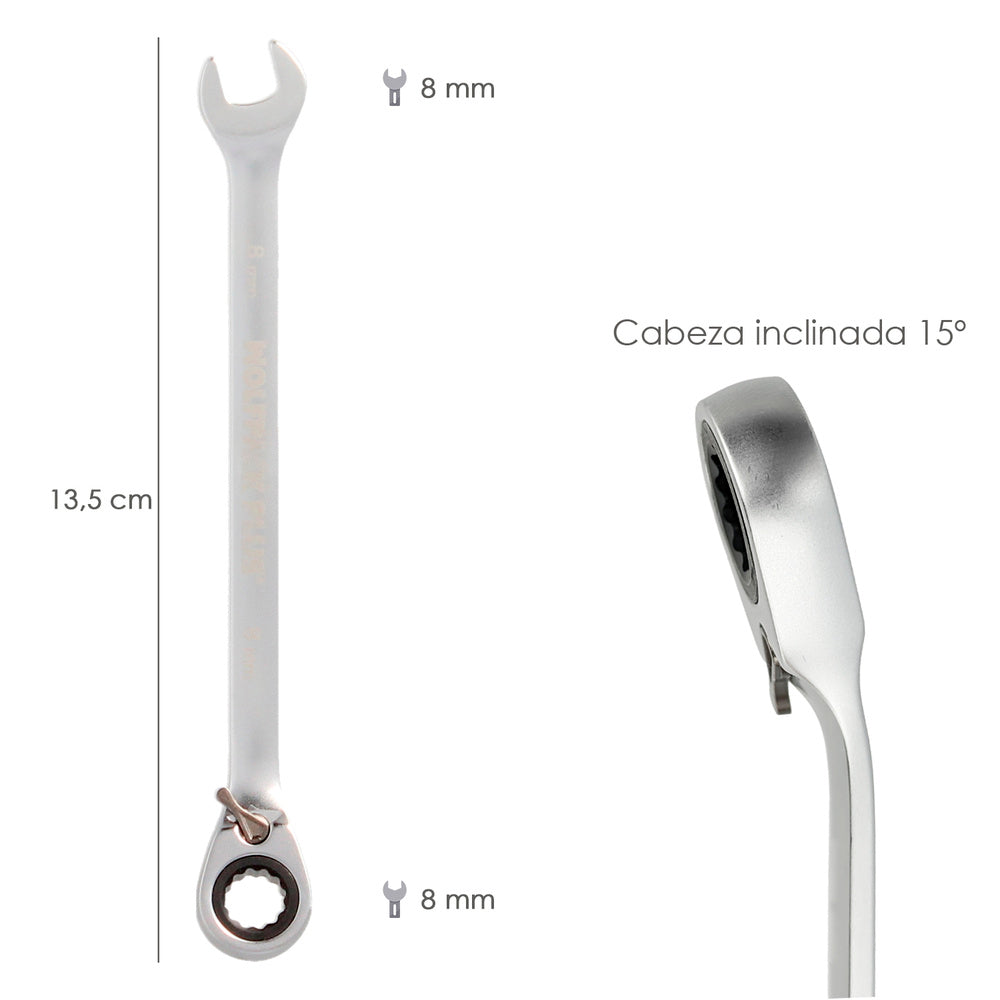 8 mm DIN 3113 Ratcheting Combination Wrench