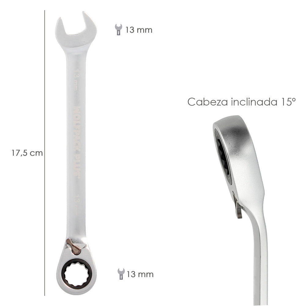 Llave combinada con carraca 17 mm din 3113