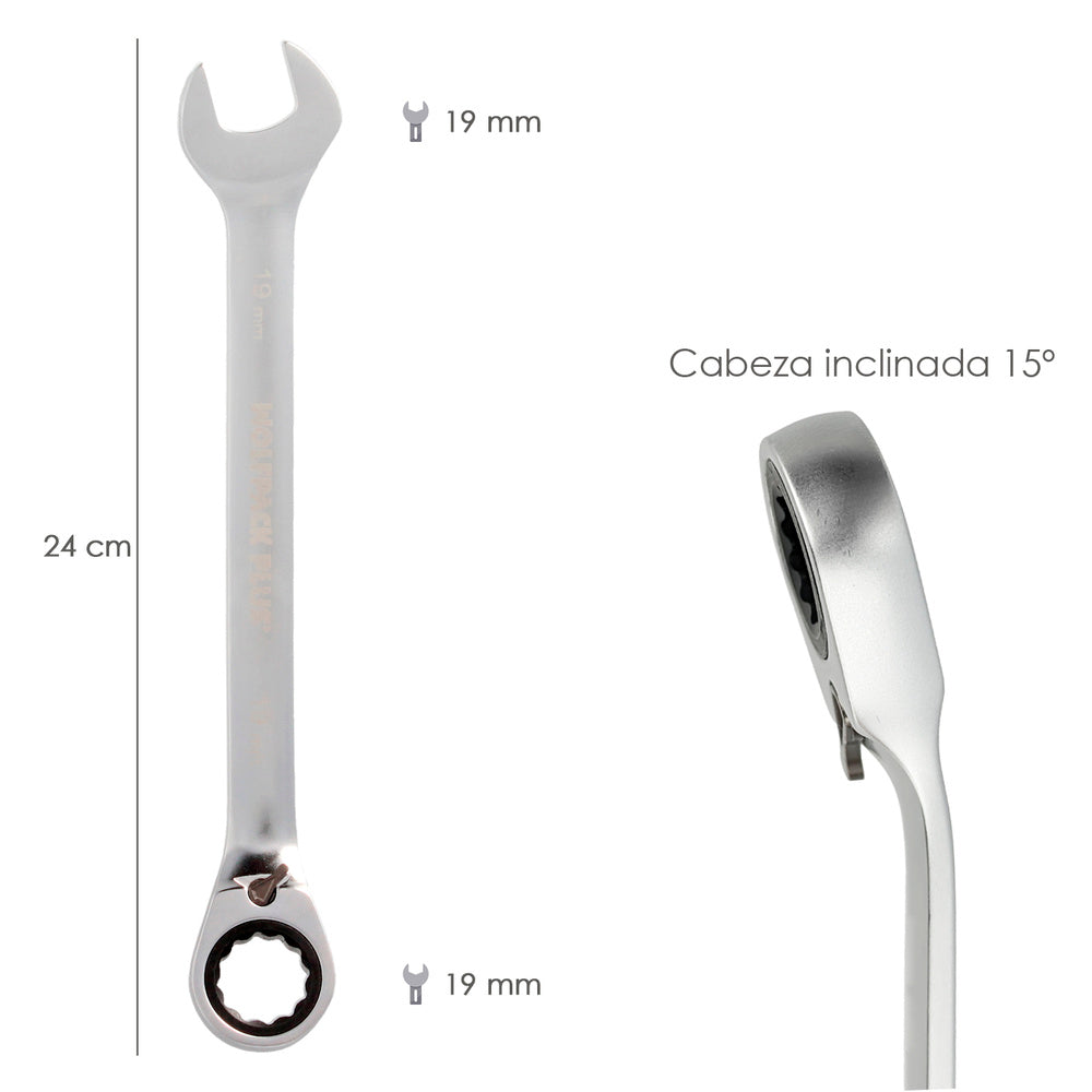 Llave combinada con carraca 19 mm din 3113