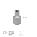 Chave de caixa 1/2" sextavada 8 mm perfil de 6 faces. Aço cromo vanádio, cantos arredondados