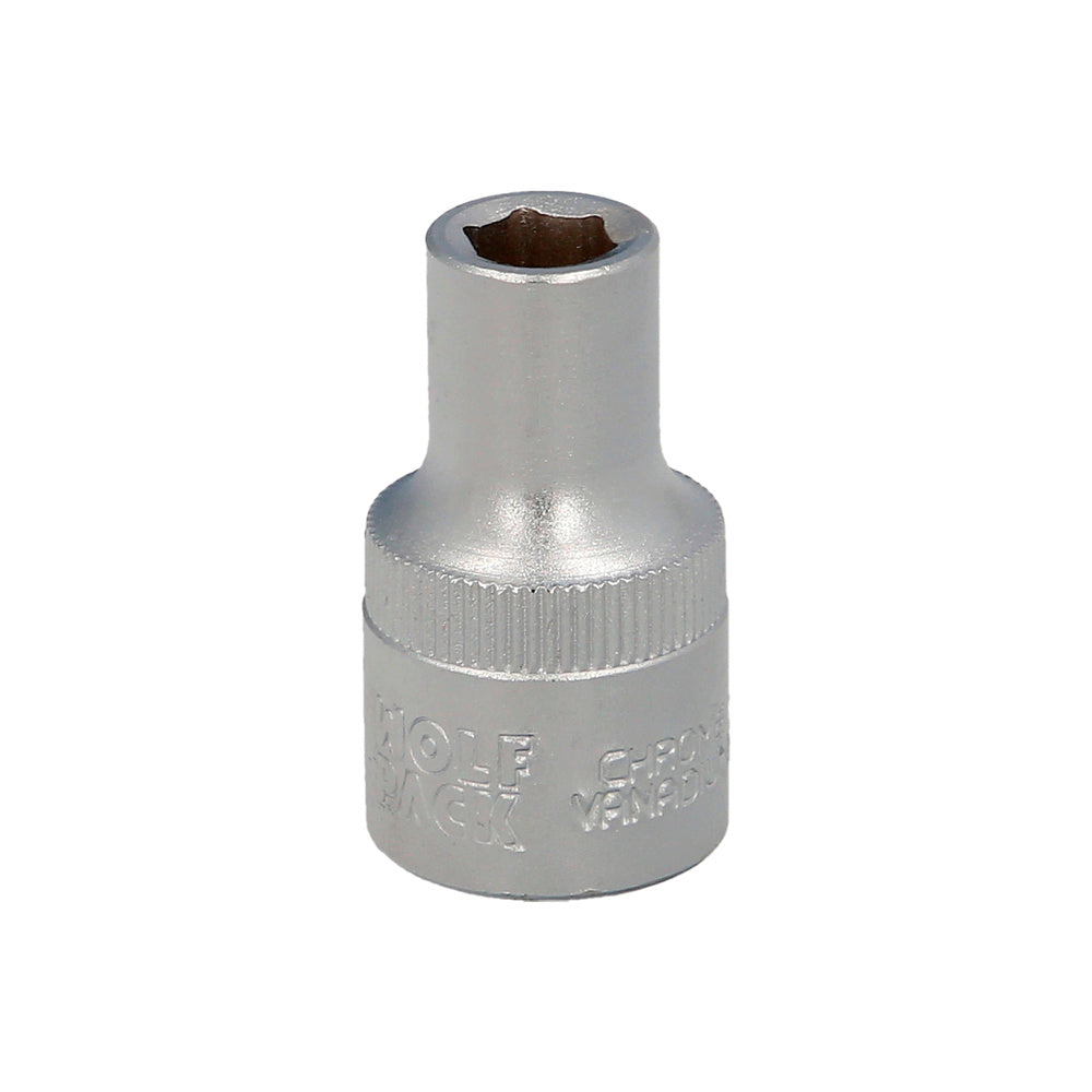 Chave de caixa 1/2" sextavada 8 mm perfil de 6 faces. Aço cromo vanádio, cantos arredondados